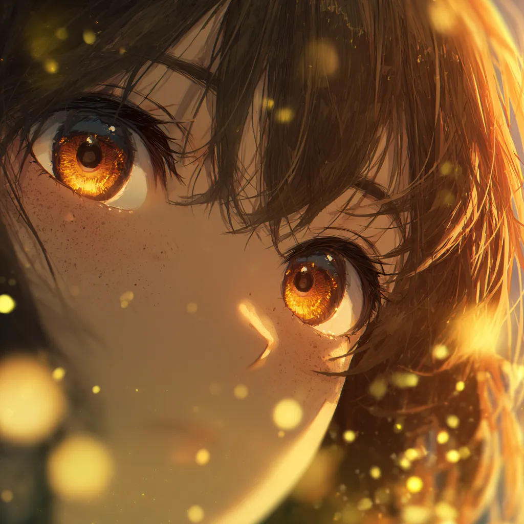 Anime Girl Extreme Closeup Golden Hour