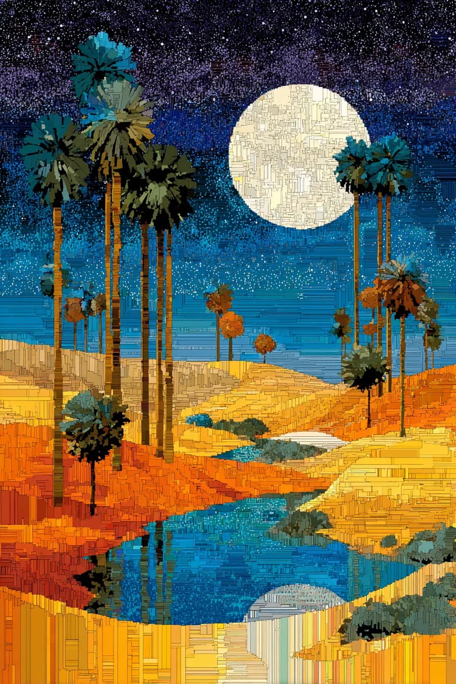 Glitch Desert Oasis Vector