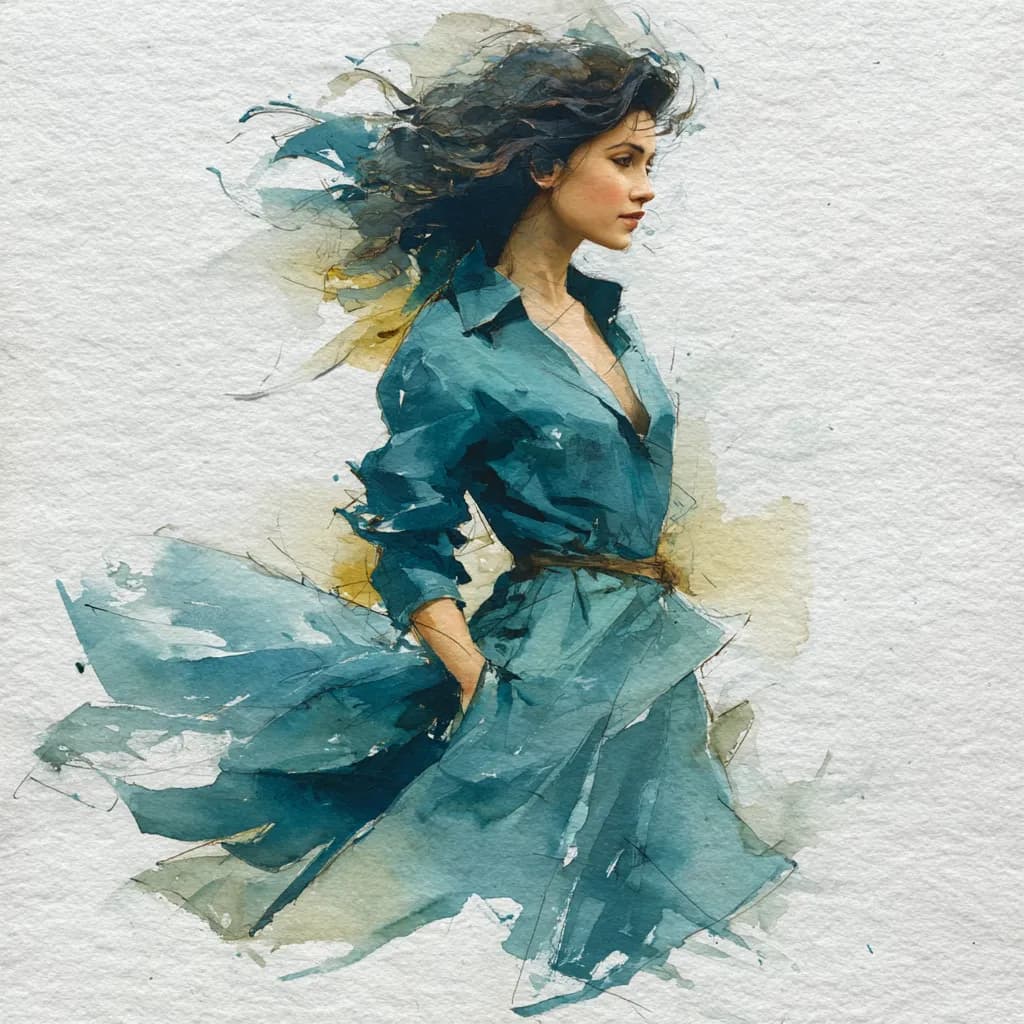 Surreal Watercolor Woman Portrait